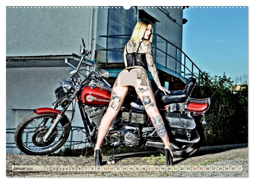 Motorräder und Sexy Girls (CALVENDO Premium Wandkalender 2026)