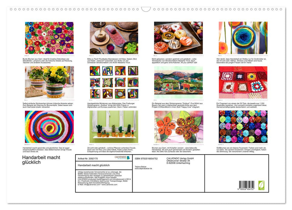 Handarbeit macht glücklich (CALVENDO Wandkalender 2026)