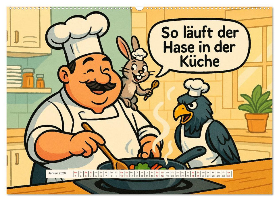 Tierischer Humor im Alltag (CALVENDO Premium Wandkalender 2026)