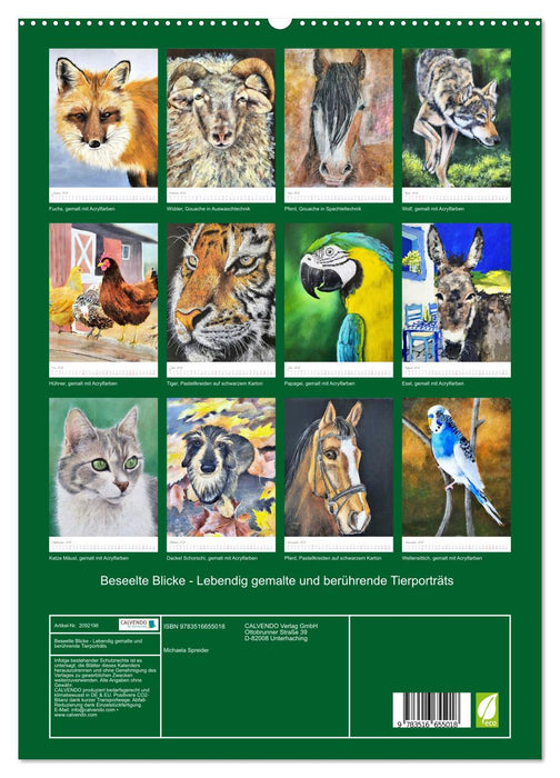 Beseelte Blicke - Lebendig gemalte und berührende Tierporträts (CALVENDO Premium Wandkalender 2026)