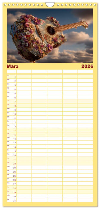 Saitenzauber – Gitarren im Bilderklang (CALVENDO Familienplaner 2026)