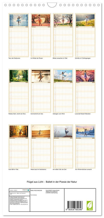 Flügel aus Licht - Ballett in der Poesie der Natur (CALVENDO Familienplaner 2026)