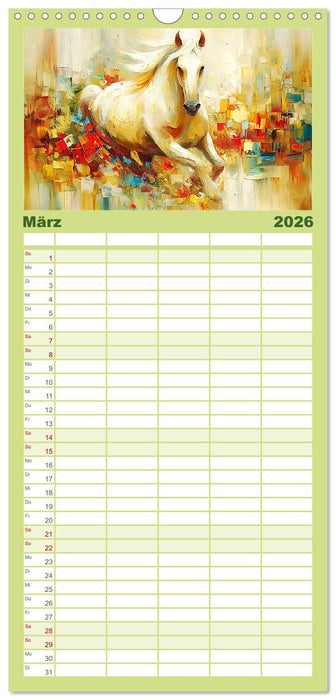 Im Glanz der Pferde. Edle Schönheiten in moderner Öloptik (CALVENDO Familienplaner 2026)