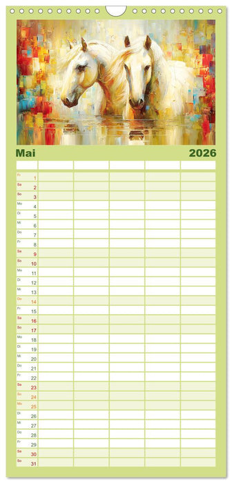 Im Glanz der Pferde. Edle Schönheiten in moderner Öloptik (CALVENDO Familienplaner 2026)