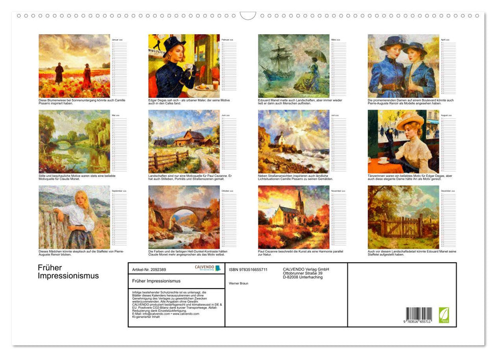 Früher Impressionismus (CALVENDO Wandkalender 2026)