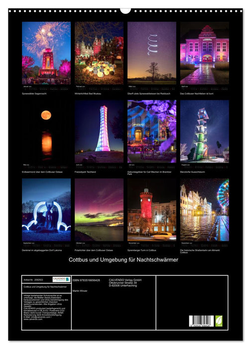 Cottbus und Umgebung für Nachtschwärmer (CALVENDO Wandkalender 2026)