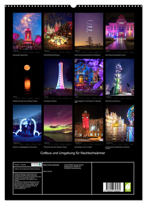 Cottbus und Umgebung für Nachtschwärmer (CALVENDO Premium Wandkalender 2026)