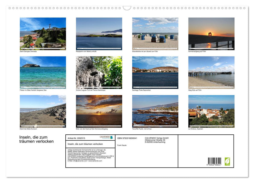 Inseln, die zum träumen verlocken (CALVENDO Wandkalender 2026)