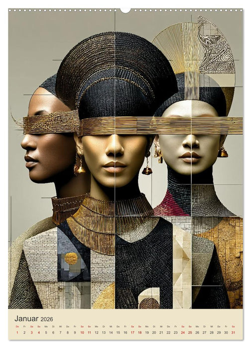 Afrikanische Anmut in Geometrie (CALVENDO Premium Wandkalender 2026)