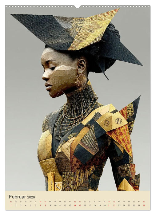 Afrikanische Anmut in Geometrie (CALVENDO Premium Wandkalender 2026)