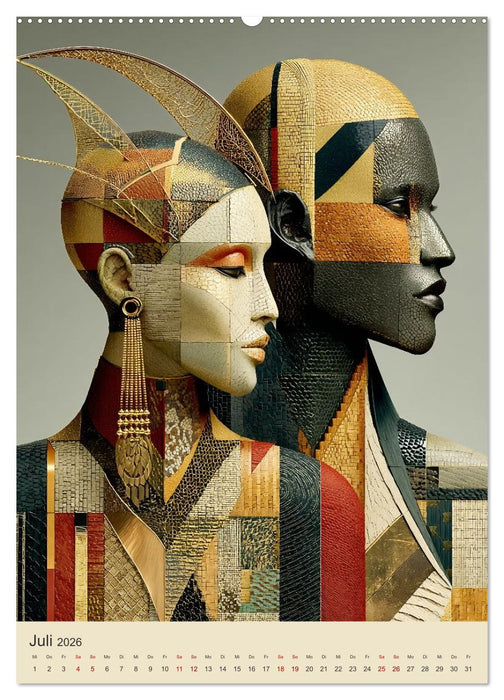 Afrikanische Anmut in Geometrie (CALVENDO Premium Wandkalender 2026)