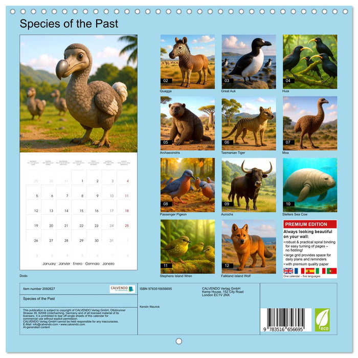 Species of the Past (CALVENDO Monthly Calendar 2026)