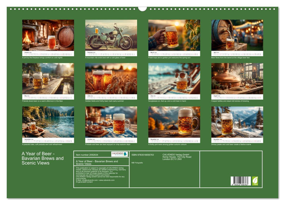 A Year of Beer - Bavarian Brews and Scenic Views (CALVENDO Monthly Calendar 2026)