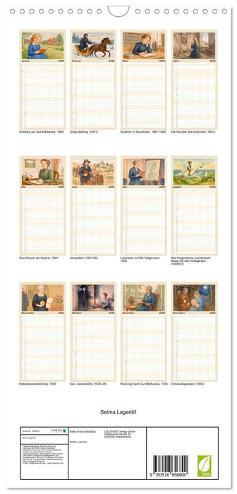 Selma Lagerlöf (CALVENDO Familienplaner 2026)