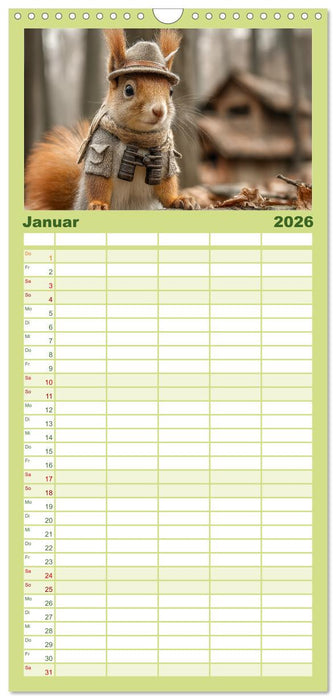 Eichhörnchen - Die lustigen Tiere und ihre Berufe im Wald (CALVENDO Familienplaner 2026)