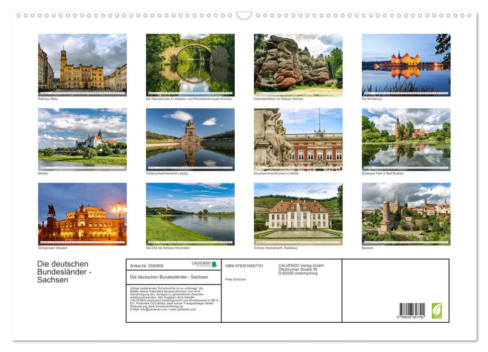 Die deutschen Bundesländer - Sachsen (CALVENDO Wandkalender 2026)