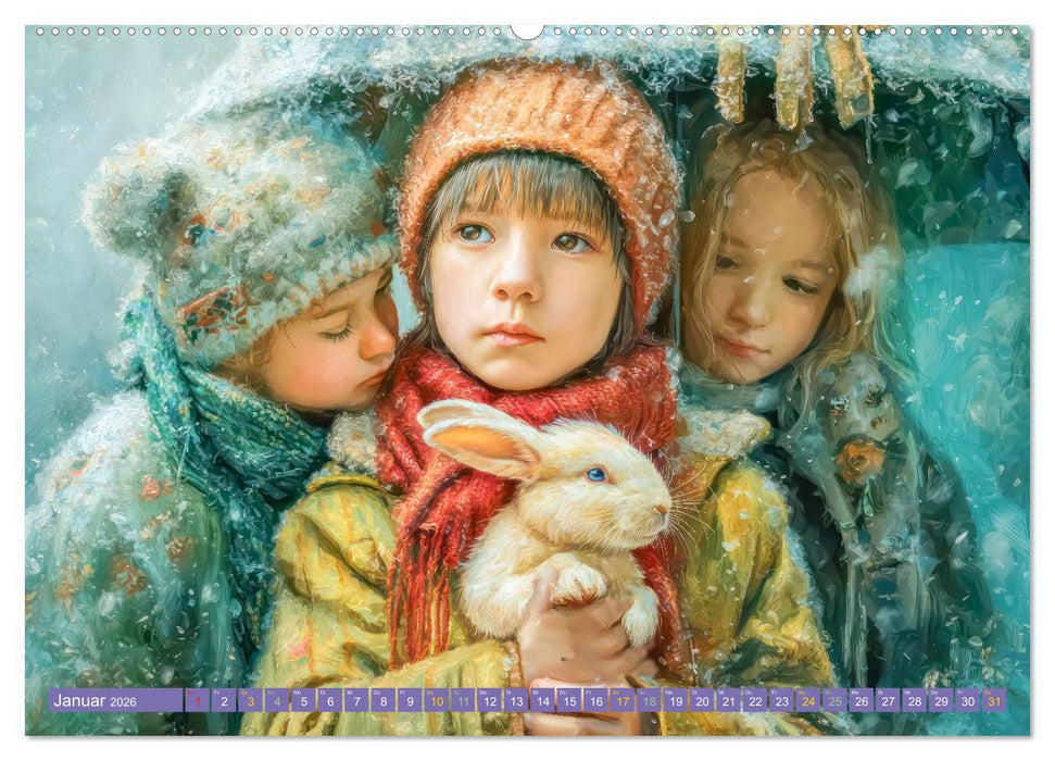 Kinderwelten - Realität trifft Traum (CALVENDO Premium Wandkalender 2026)