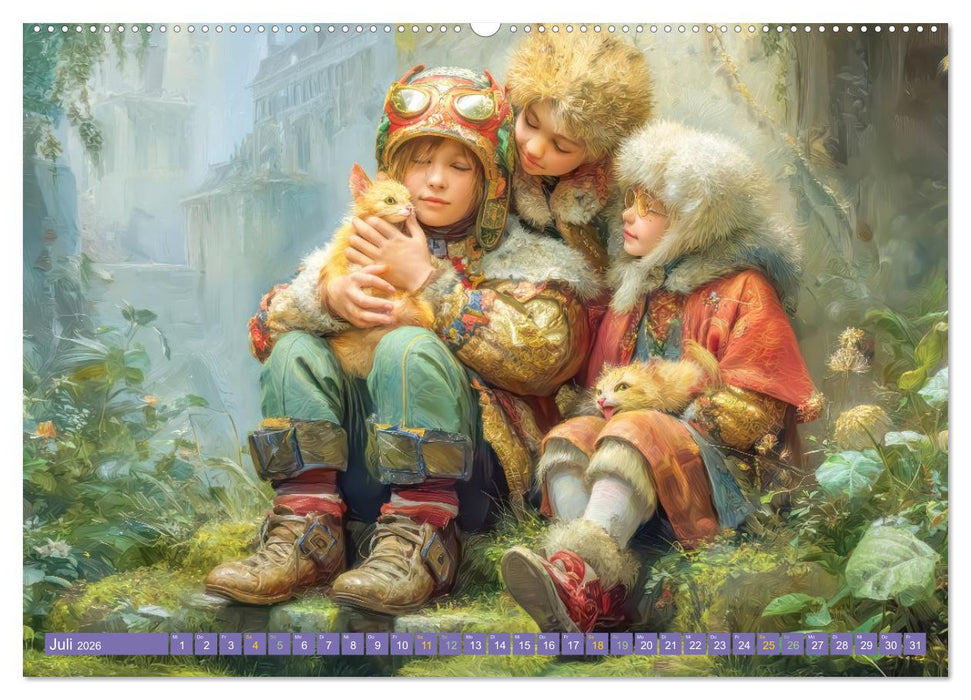 Kinderwelten - Realität trifft Traum (CALVENDO Premium Wandkalender 2026)