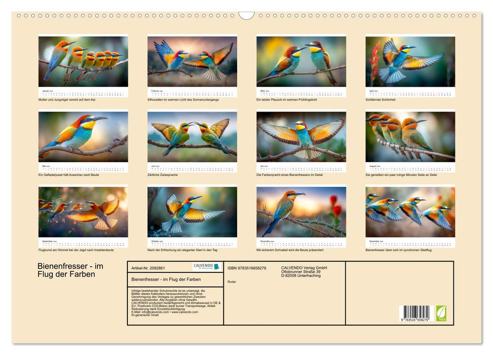 Bienenfresser - im Flug der Farben (CALVENDO Wandkalender 2026)