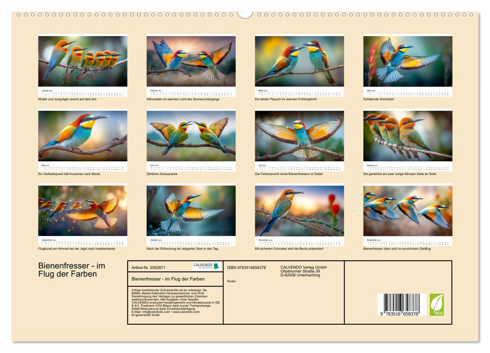 Bienenfresser - im Flug der Farben (CALVENDO Premium Wandkalender 2026)