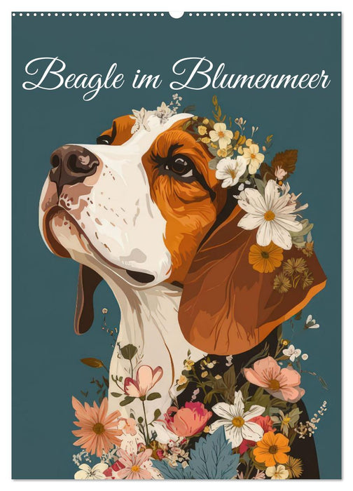 Beagle im Blumenmeer (CALVENDO Wandkalender 2026)