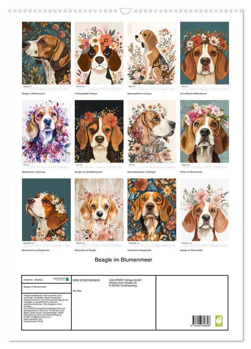 Beagle im Blumenmeer (CALVENDO Wandkalender 2026)