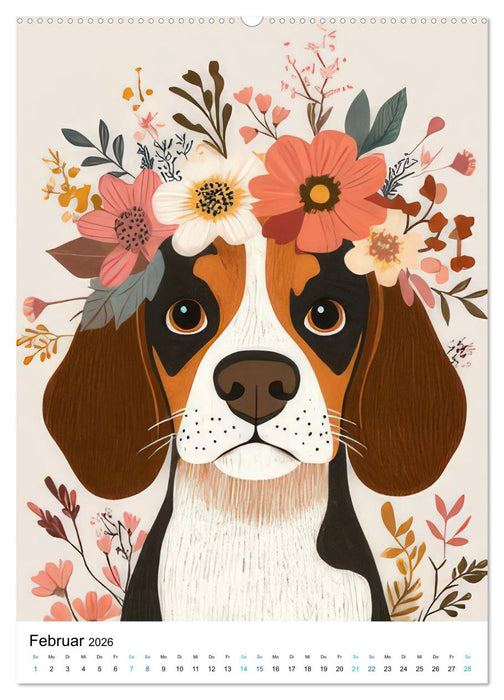 Beagle im Blumenmeer (CALVENDO Wandkalender 2026)