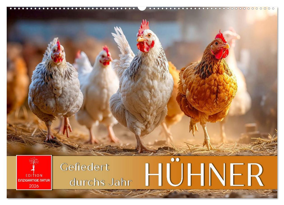 Hühner - gefiedert durchs Jahr (CALVENDO Wandkalender 2026)
