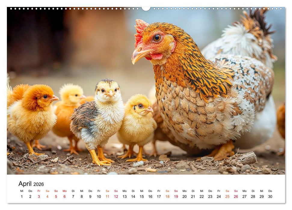 Hühner - gefiedert durchs Jahr (CALVENDO Wandkalender 2026)