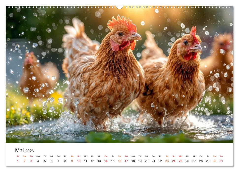 Hühner - gefiedert durchs Jahr (CALVENDO Wandkalender 2026)