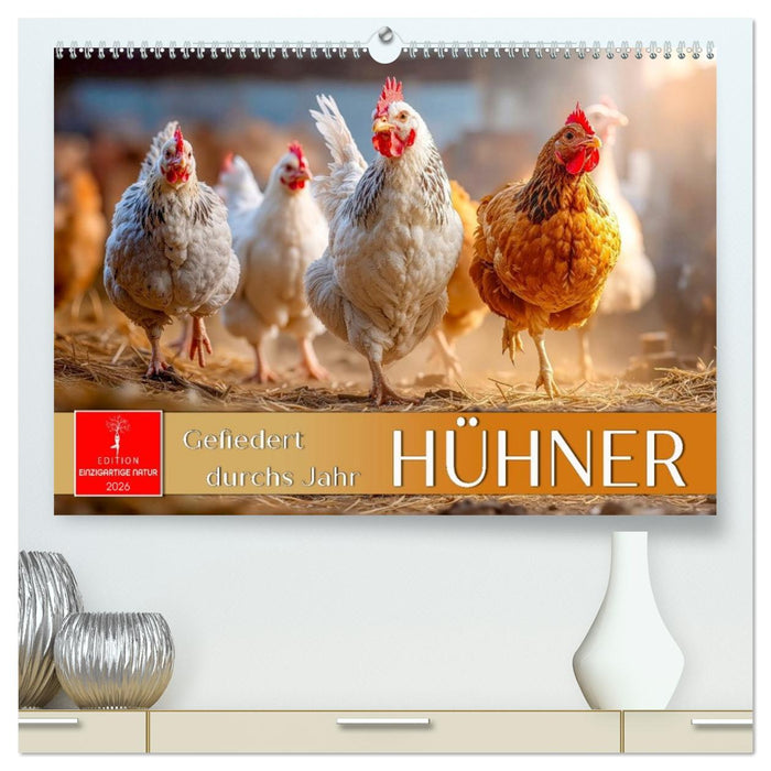 Hühner - gefiedert durchs Jahr (CALVENDO Premium Wandkalender 2026)