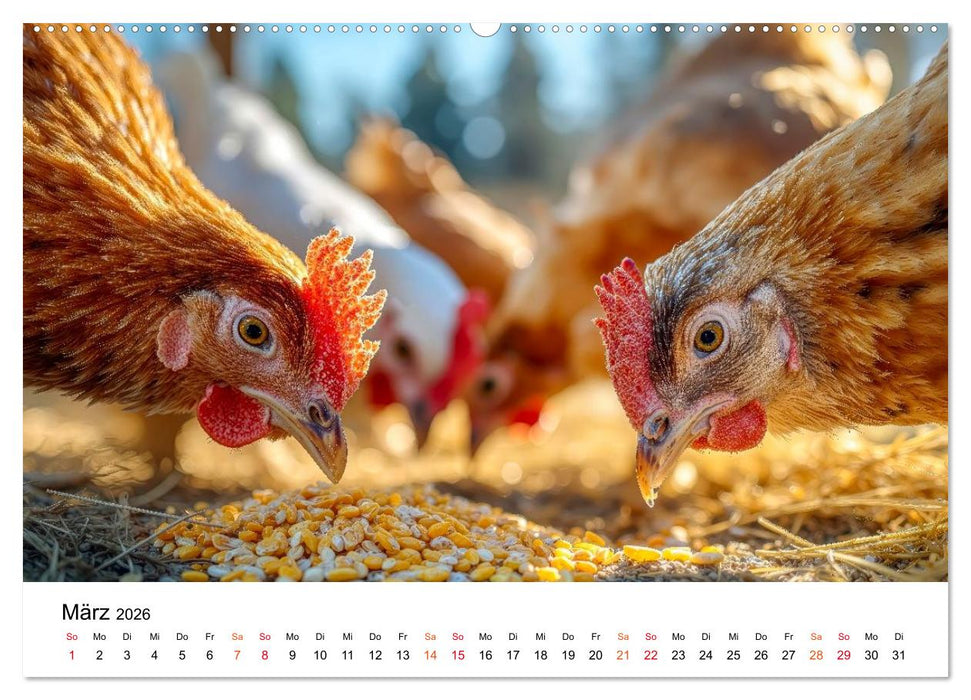 Hühner - gefiedert durchs Jahr (CALVENDO Premium Wandkalender 2026)