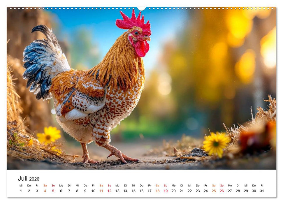 Hühner - gefiedert durchs Jahr (CALVENDO Premium Wandkalender 2026)