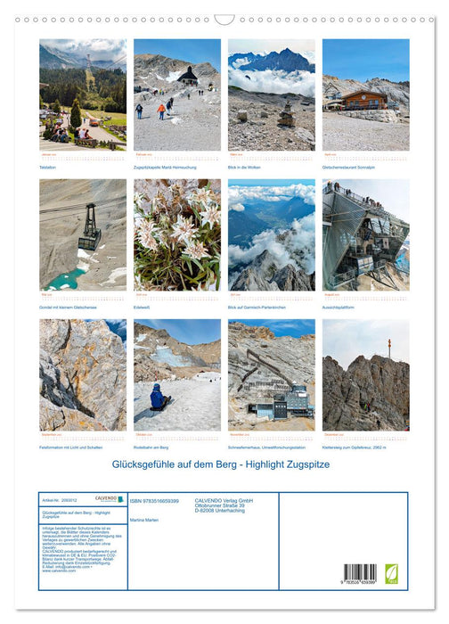 Glücksgefühle auf dem Berg - Highlight Zugspitze (CALVENDO Wandkalender 2026)