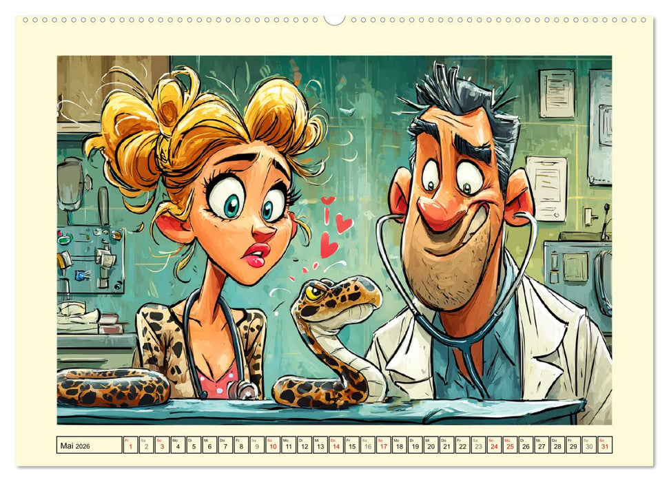 Beim Tierarzt! Tierisch schräge Besuche in der Vetklinik (CALVENDO Premium Wandkalender 2026)