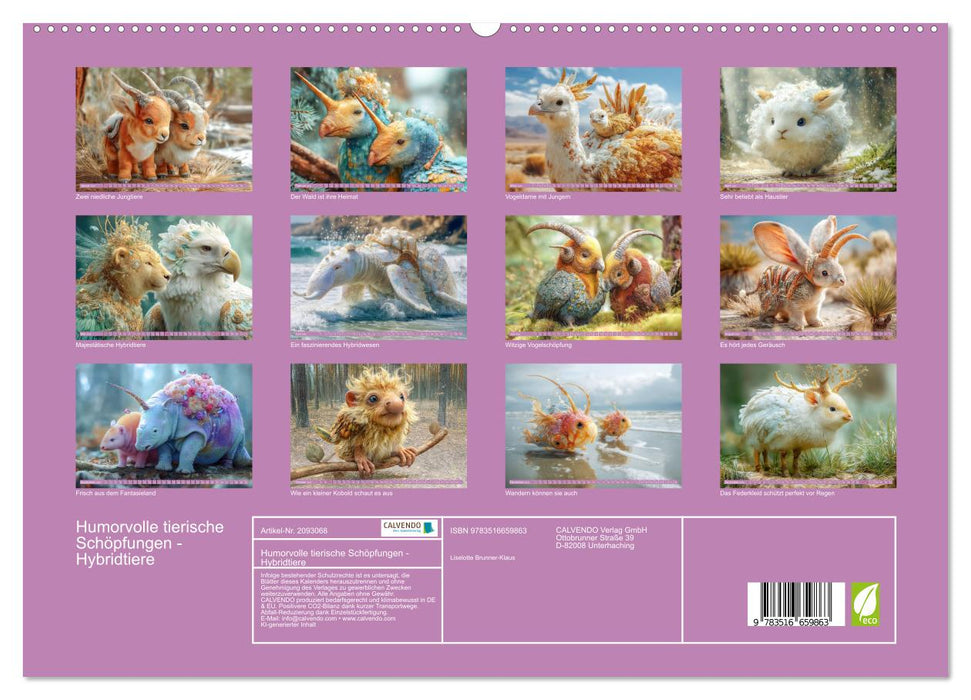 Humorvolle tierische Schöpfungen - Hybridtiere (CALVENDO Premium Wandkalender 2026)