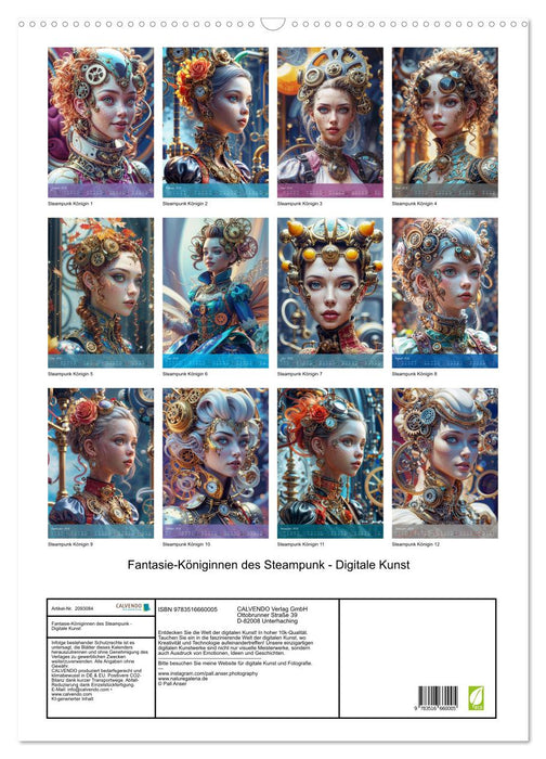Fantasie-Königinnen des Steampunk - Digitale Kunst (CALVENDO Wandkalender 2026)