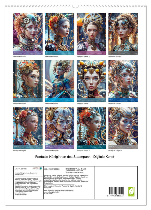 Fantasie-Königinnen des Steampunk - Digitale Kunst (CALVENDO Premium Wandkalender 2026)