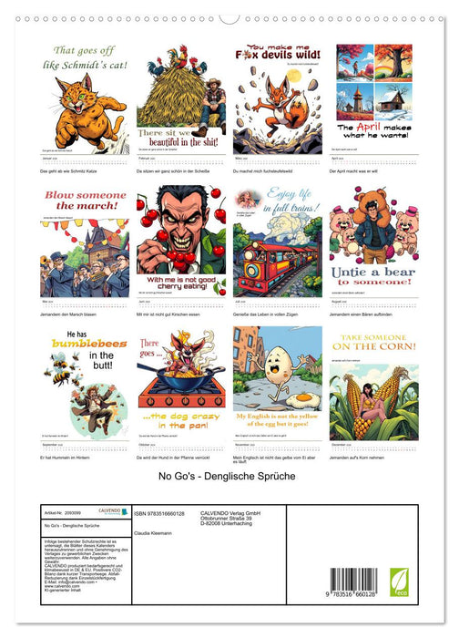 No Go's - Denglische Sprüche (CALVENDO Premium Wandkalender 2026)