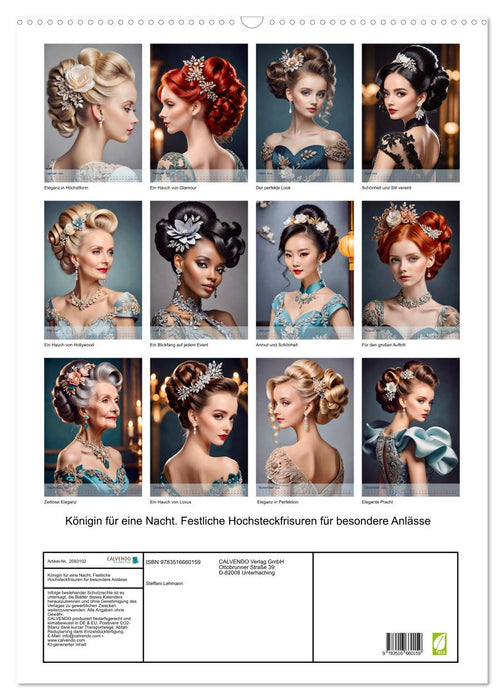 Königin für eine Nacht. Festliche Hochsteckfrisuren für besondere Anlässe (CALVENDO Wandkalender 2026)