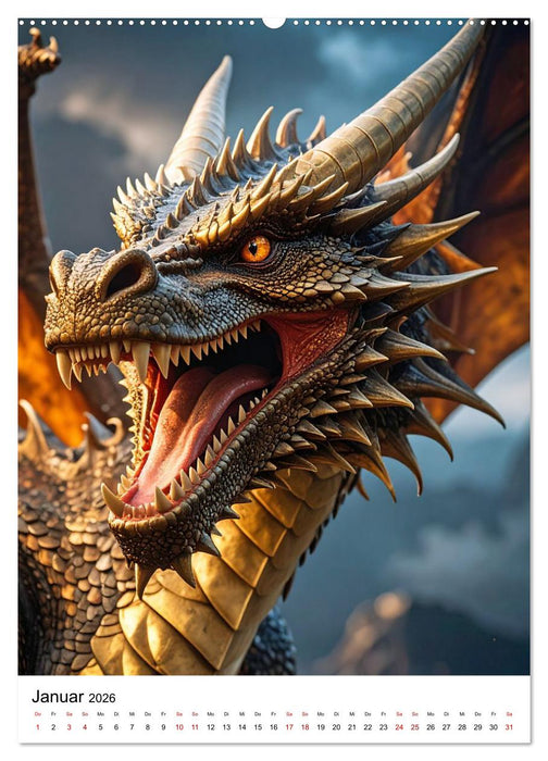 Drachenchroniken – Porträts legendärer Bestien (CALVENDO Wandkalender 2026)