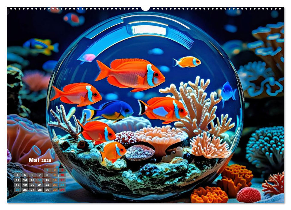 Aquarium in einer Glaskugel (CALVENDO Premium Wandkalender 2026)