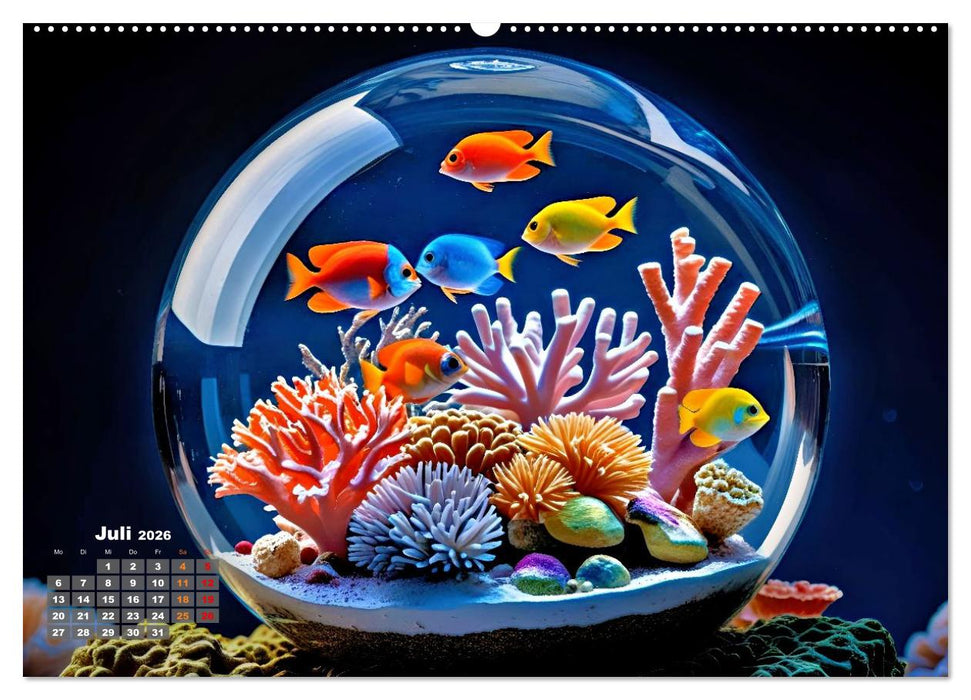 Aquarium in einer Glaskugel (CALVENDO Premium Wandkalender 2026)