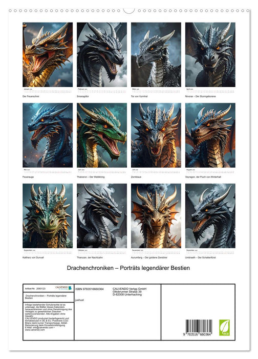 Drachenchroniken – Porträts legendärer Bestien (CALVENDO Premium Wandkalender 2026)