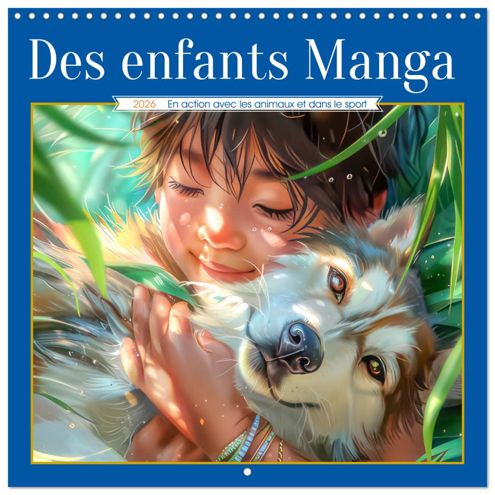 Des enfants Manga - En action avec les animaux et dans le sport (CALVENDO Calendrier mensuel 2026)