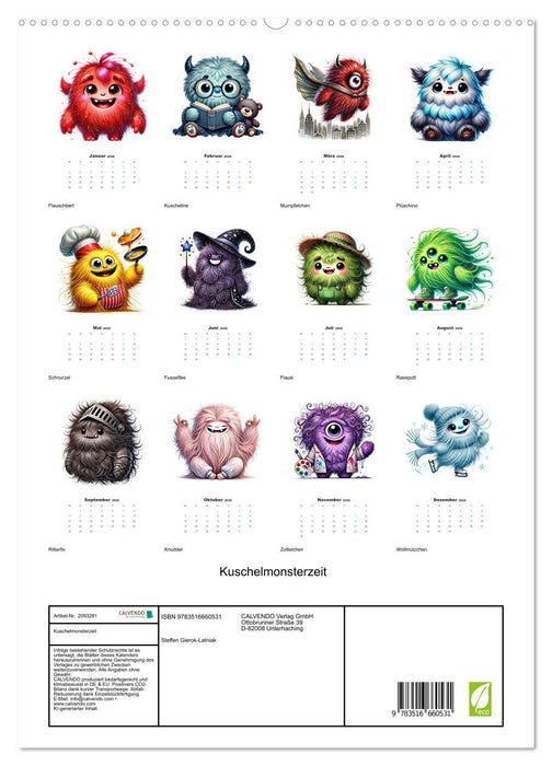 Kuschelmonsterzeit (CALVENDO Premium Wandkalender 2026)