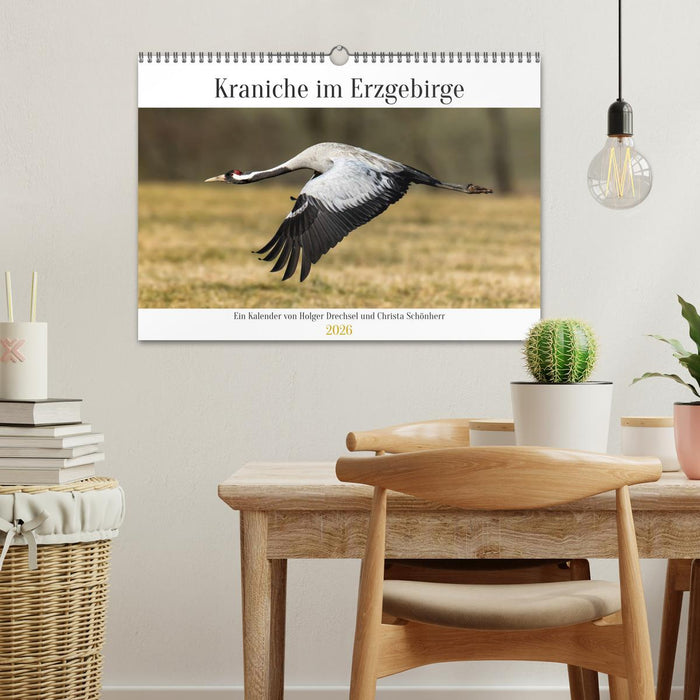 Kraniche im Erzgebirge (CALVENDO Wandkalender 2026)