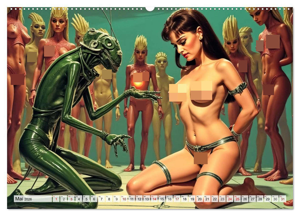 Retro Space Girls - Spicy Galactic Fantasies (CALVENDO Premium Wandkalender 2026)