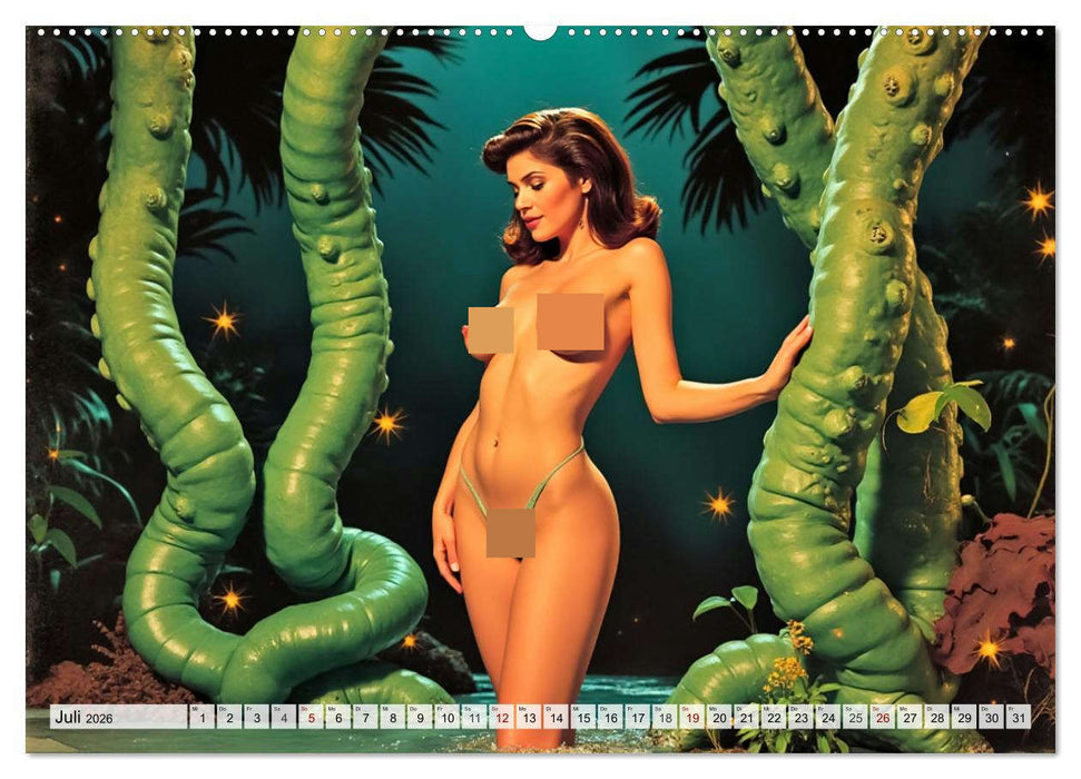 Retro Space Girls - Spicy Galactic Fantasies (CALVENDO Premium Wandkalender 2026)