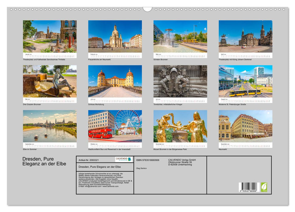 Dresden, Pure Eleganz an der Elbe (CALVENDO Wandkalender 2026)